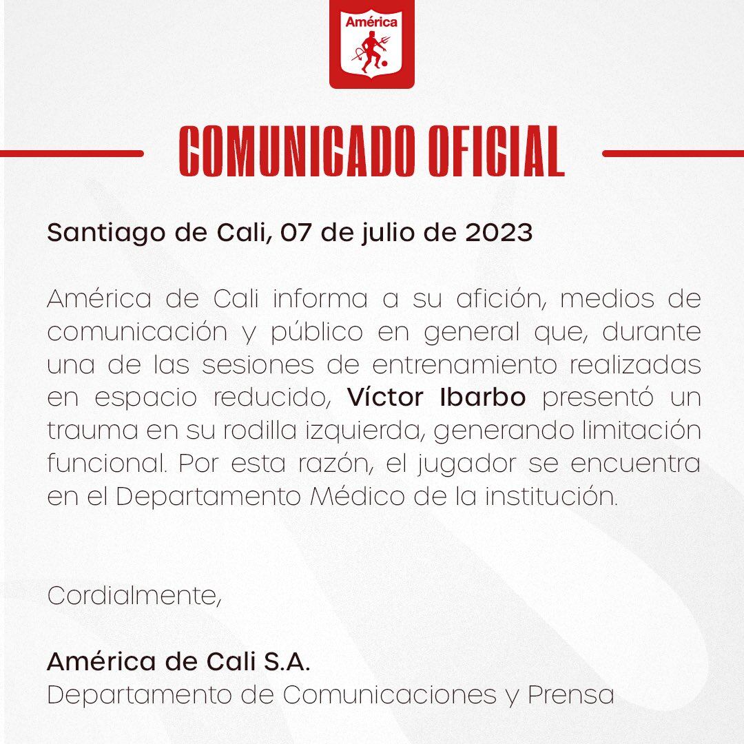 Este es el comunicado del América de Cali sobre el tema de Ibarbo