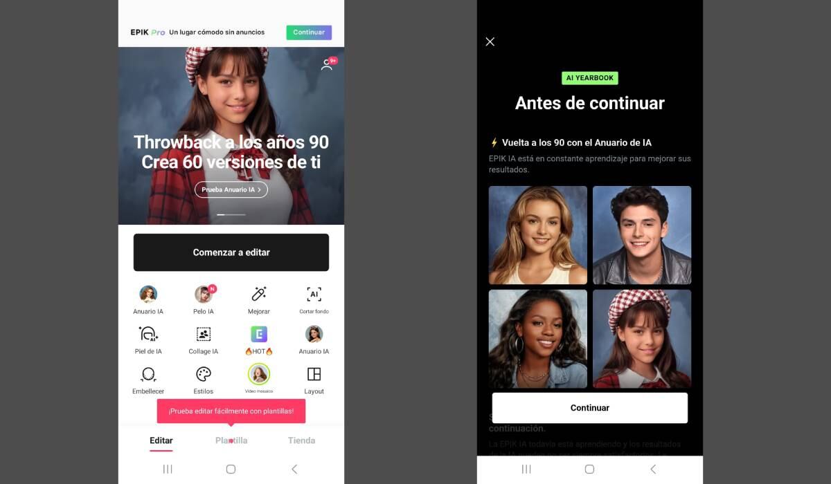 La aplicación 'Epik' permite usar filtros con IA para crear imágenes con diferentes estilos.