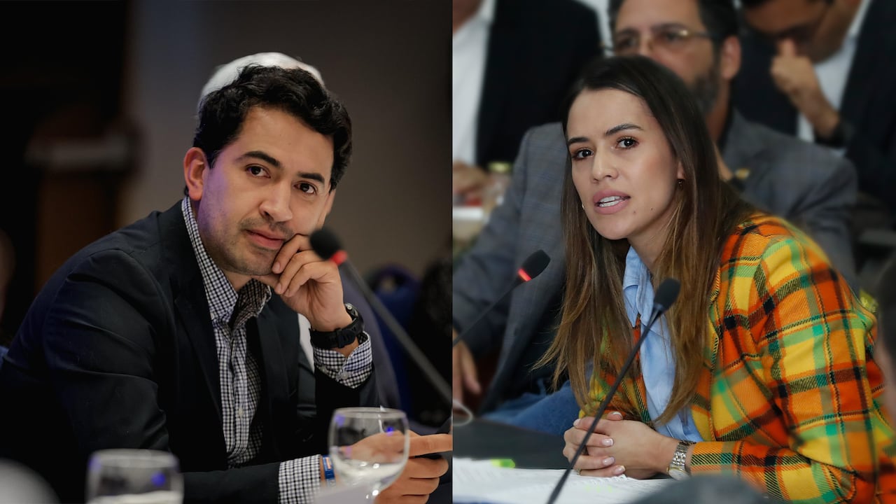 Daniel Briceño y María Fernanda Carrascal, cabezas de lista de la Cámara por Bogotá del Centro Democrático y el Pacto Histórico.