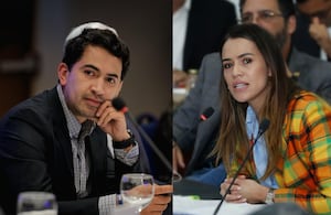 Daniel Briceño y María Fernanda Carrascal, cabezas de lista de la Cámara por Bogotá del Centro Democrático y el Pacto Histórico.
