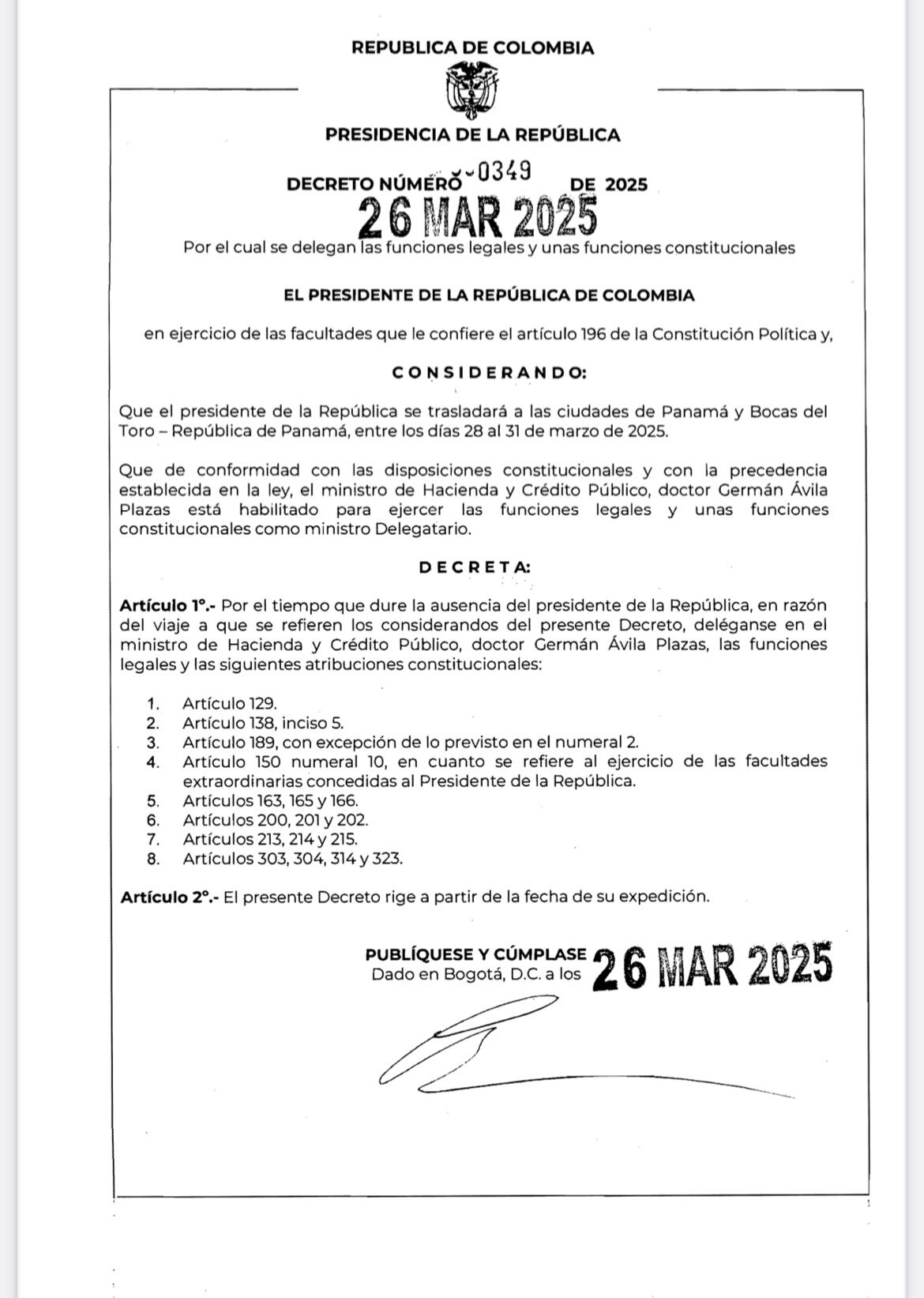 Decreto viaje del presidente Gustavo Petro