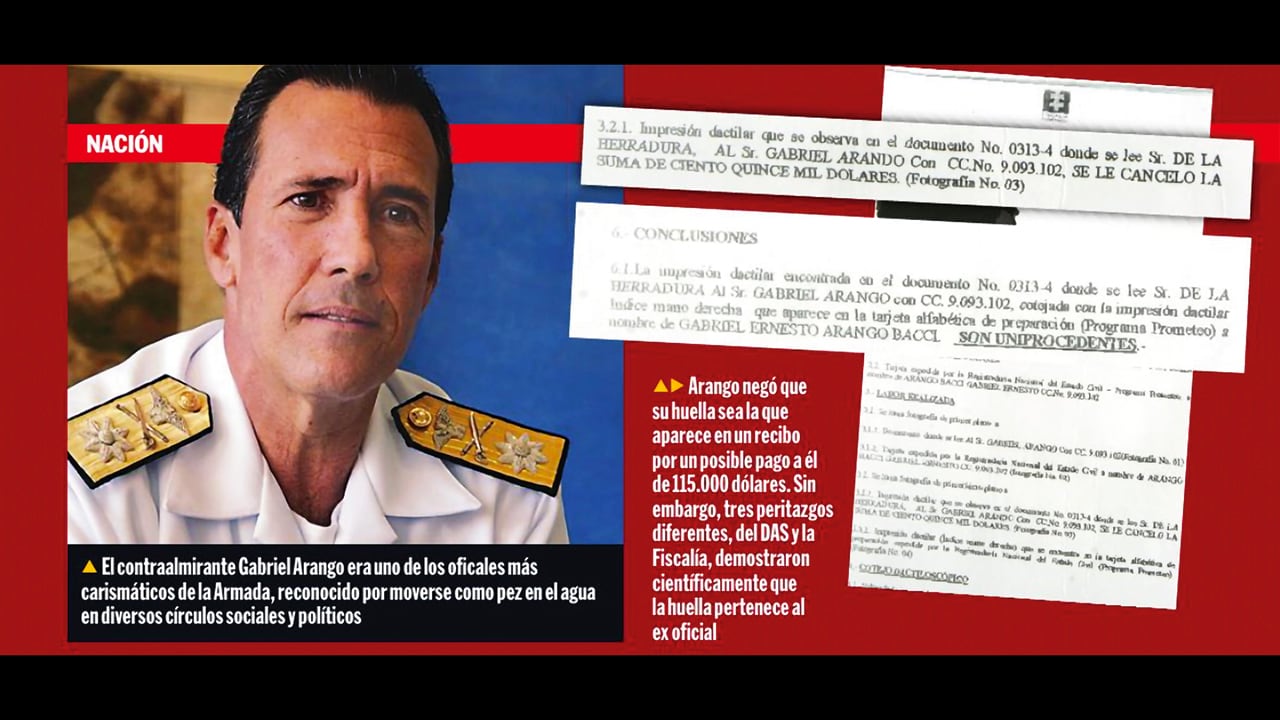 En agosto 20 de 2007, la noticia era otra: con base en el informe que hoy se sabe que habría sido manipulado, el contralmirante Gabriel Arango Bacci era el señalado.