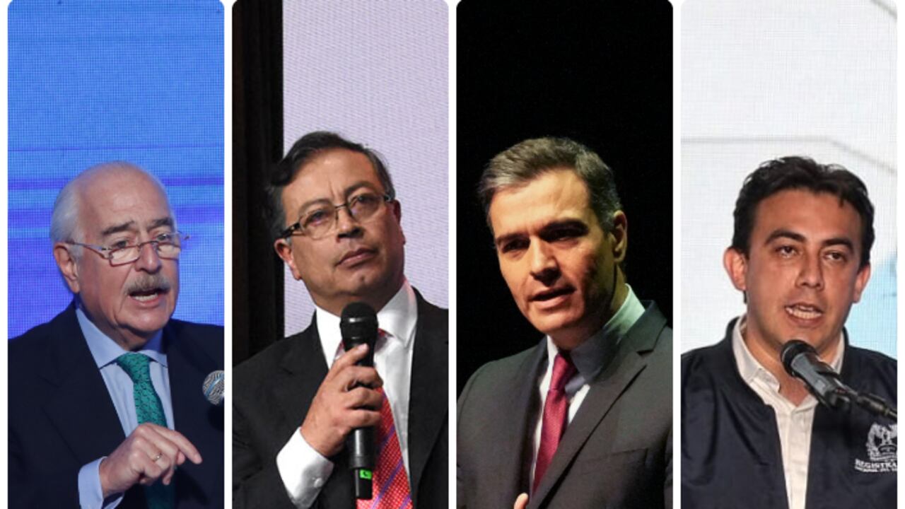 Andrés Pastrana Arango, Gustavo Petro, Pedro Sánchez y Alexander Vega.