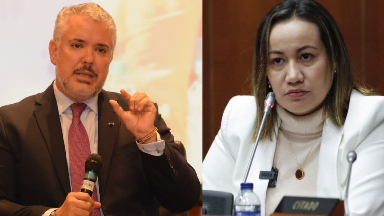 El expresidente Iván Duque y la ministra de Salud, Carolina Corcho.