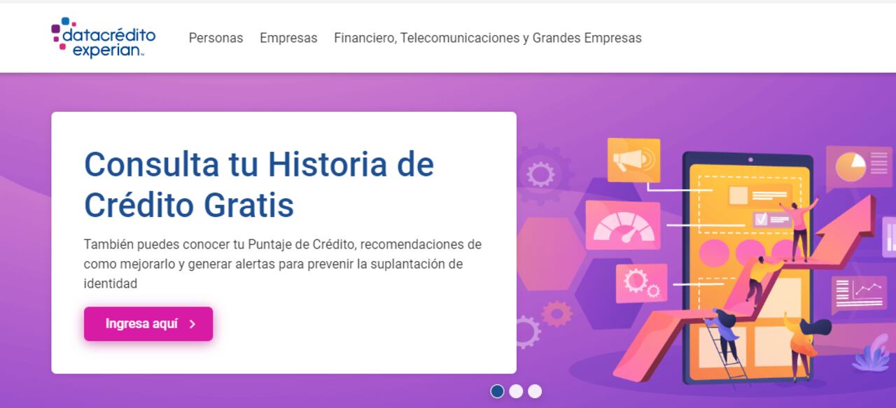 La página principal de Datacrédito