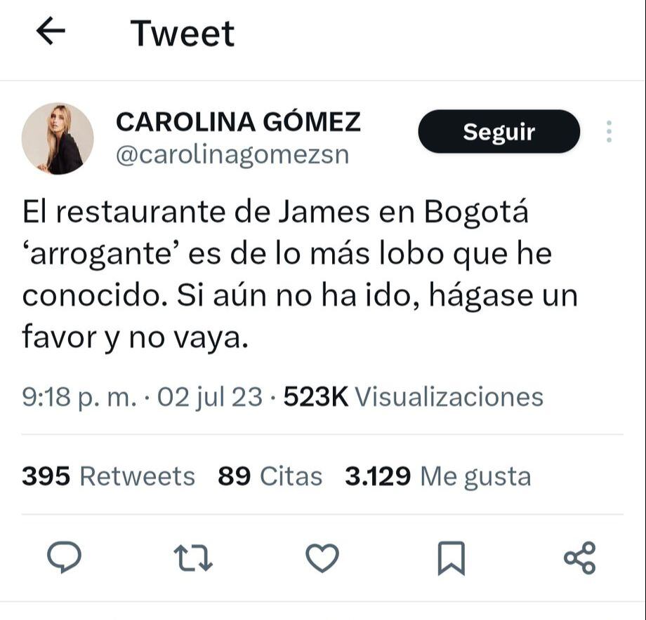 Trino de la periodista Carolina Gómez