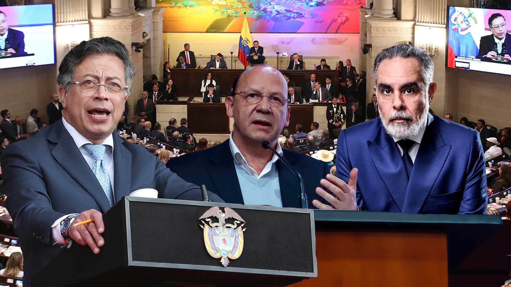 Presidente Petro, ministro de Hacienda y Benedetti, Congreso