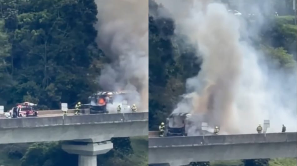Incendio de bus en vías de Risaralda.