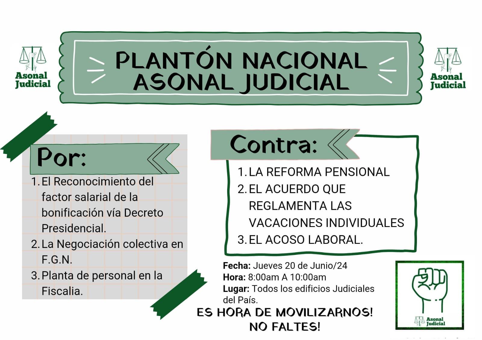 Asonal Judicial anunció plantón nacional por falta de atención a sus reclamos