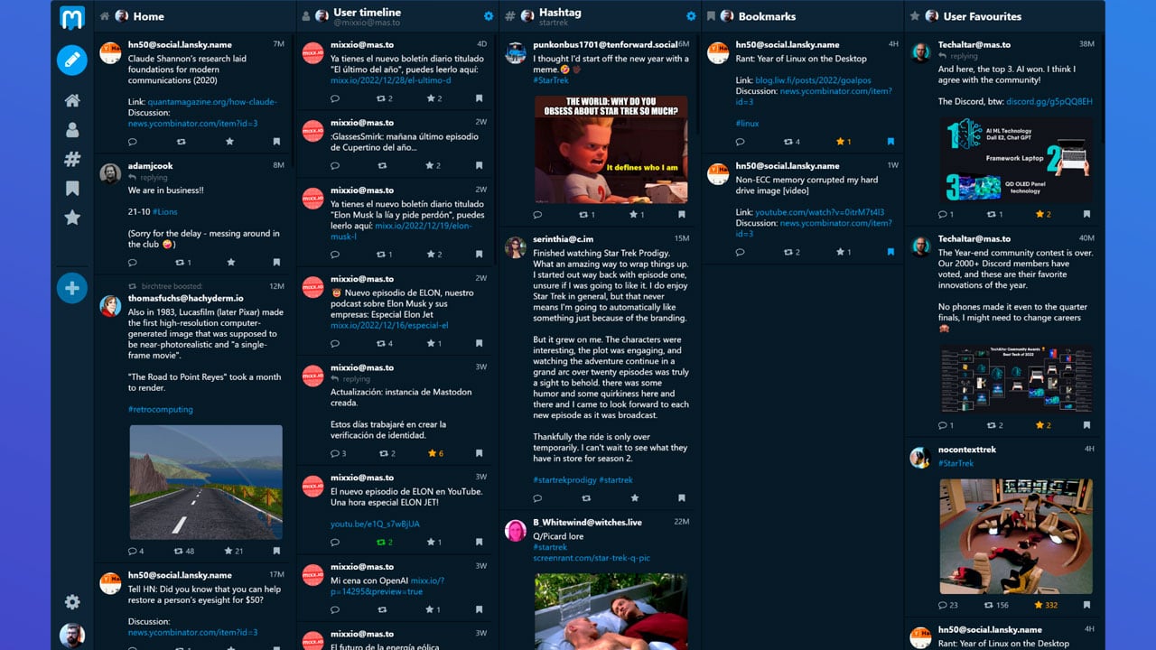 MastoDeck, nueva plataforma de Mastodon.