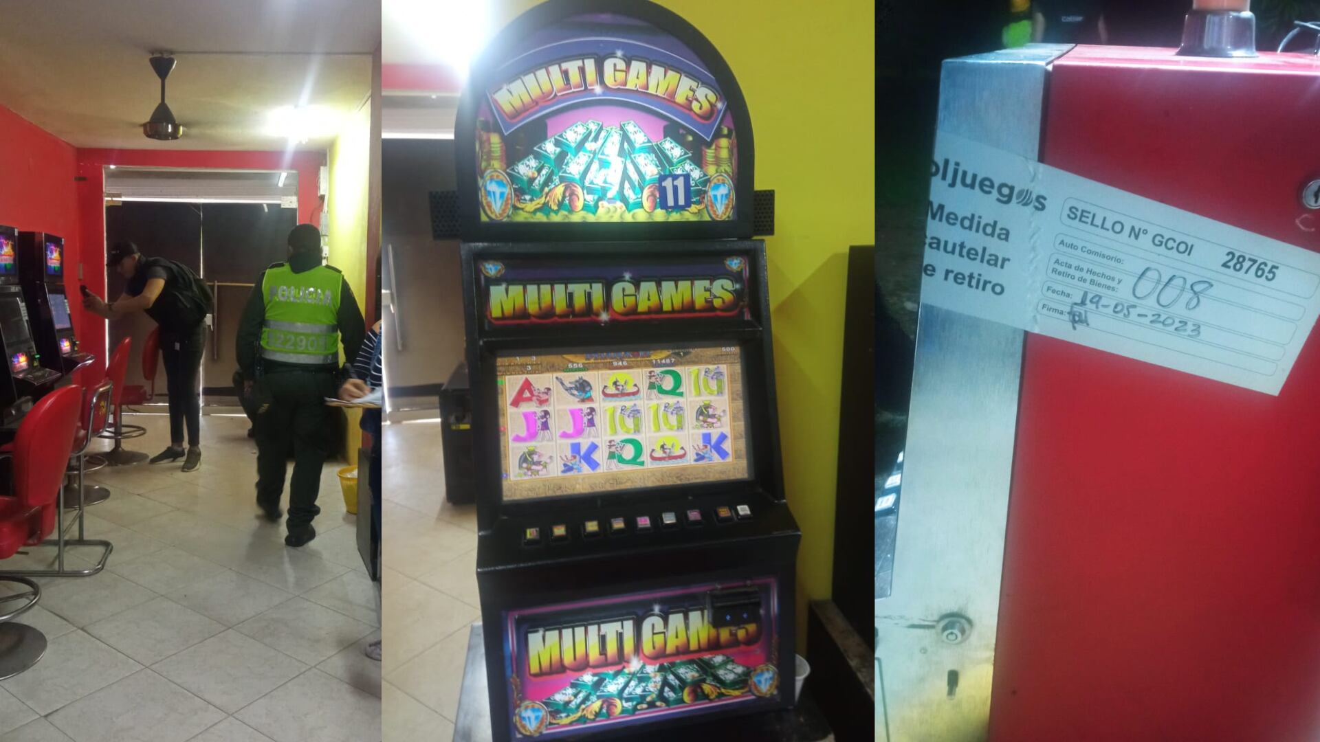 En el operativo lograron la incautación de 112 elementos entre máquinas e instrumentos operados en juegos de suerte y azar.