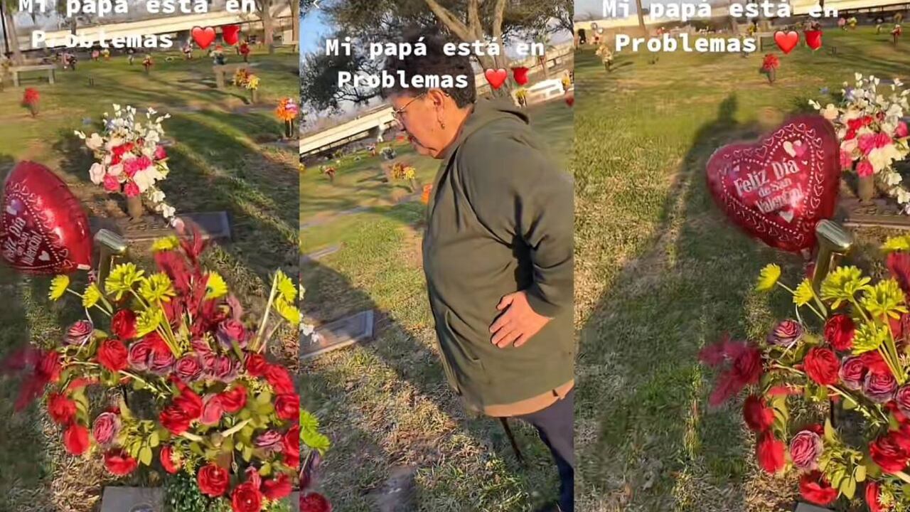 La mujer se mostró sorprendida al encontrar un arreglo florar ajeno en la tumba de su marido.