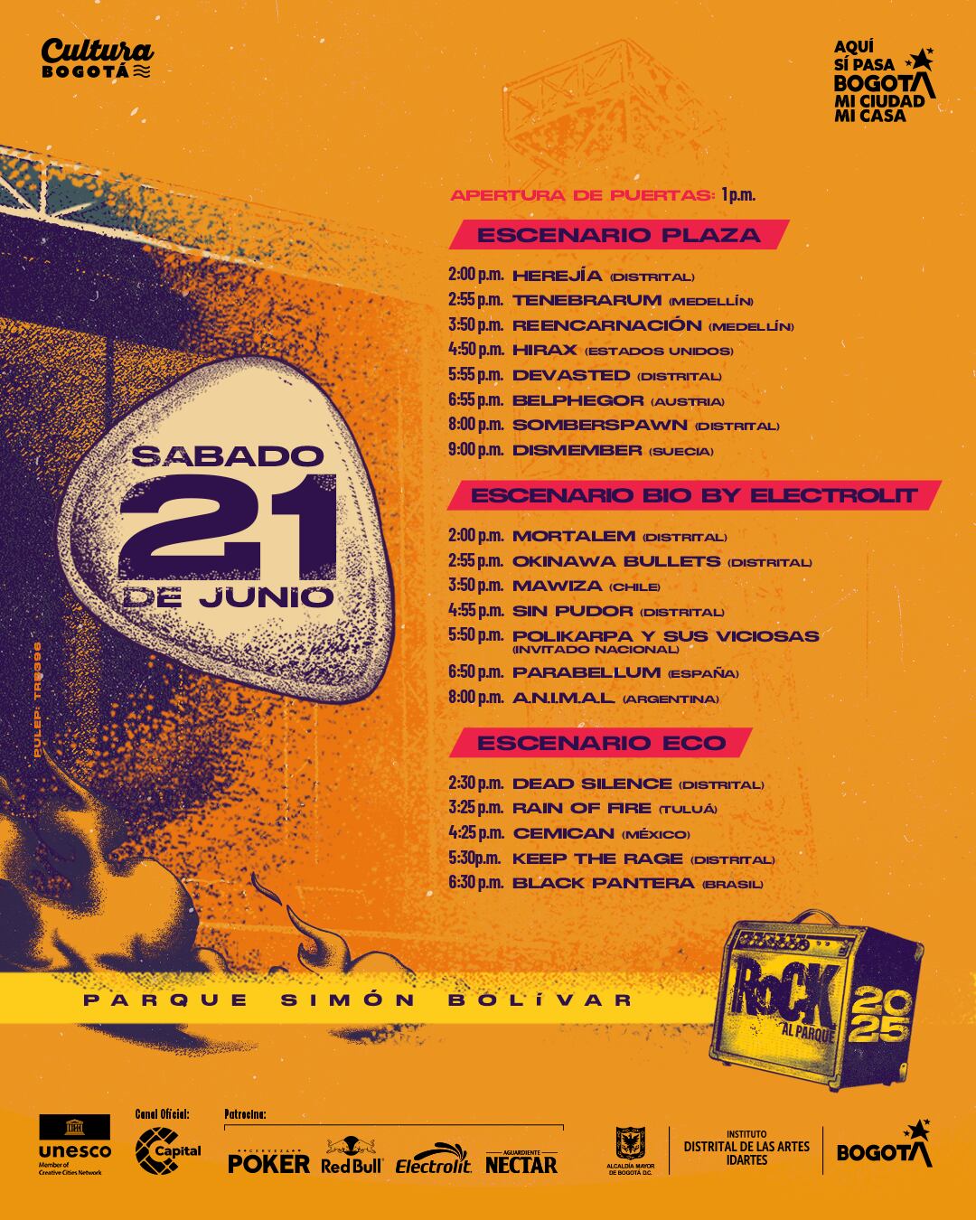 Rock al Parque 2025 Cartel y horarios