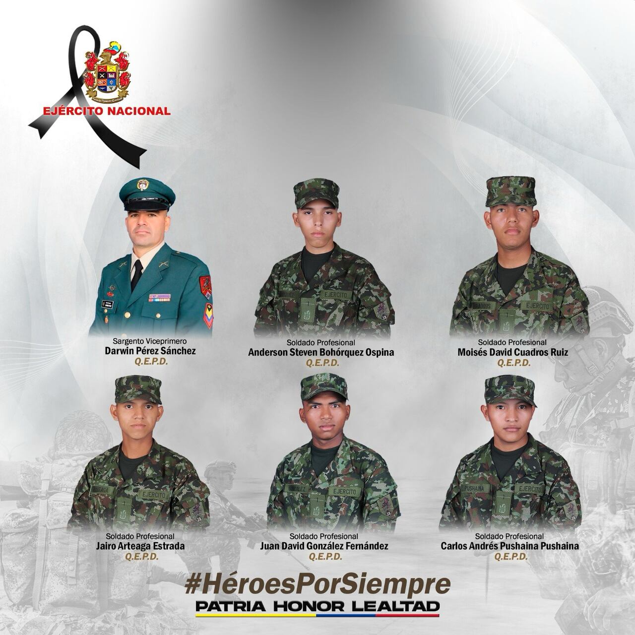 Ellos son los seis militares asesinados en el Guaviare.
