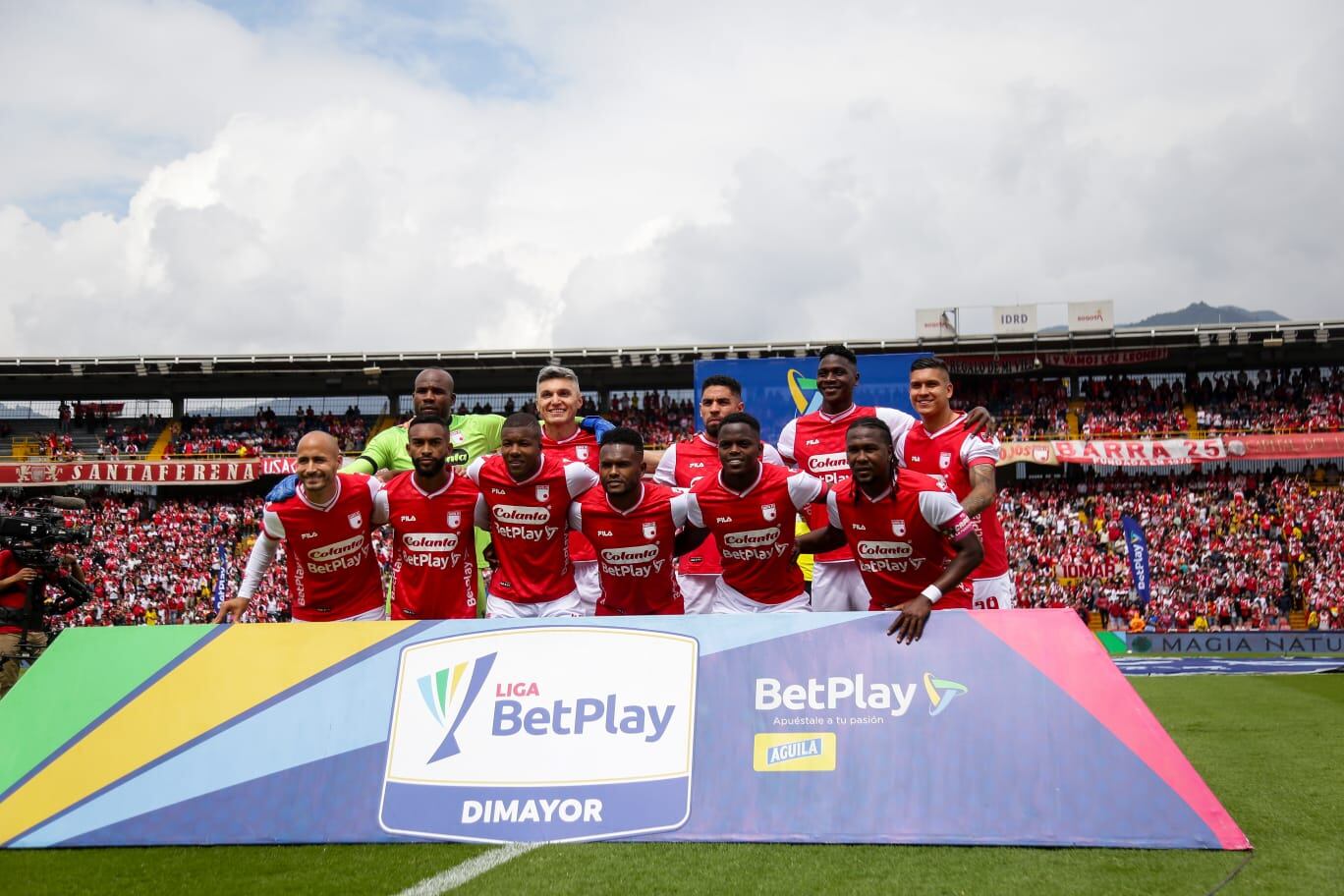 Imagen del partido entre Independiente Santa Fe y América de Cali por la fecha 18 del primer semestre de la Liga colombiana 2024.