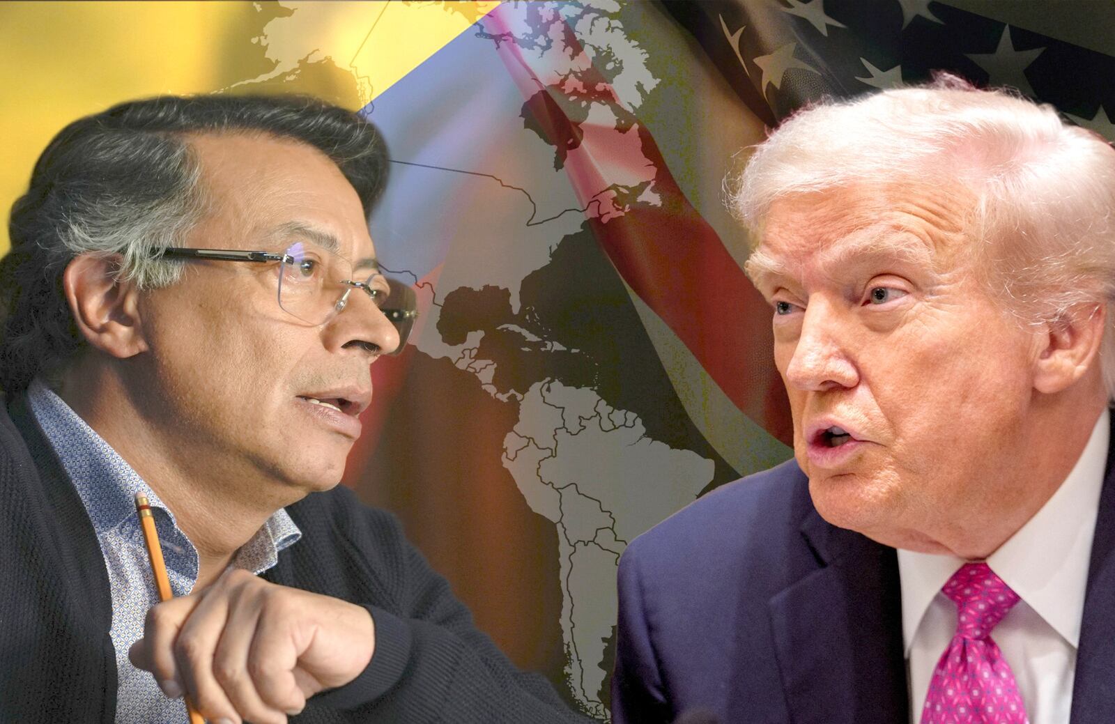 La confrontación entre los mandatarios de Estados Unidos y Colombia  ha abierto una grieta visible en la geopolítica latinoamericana, donde los alineamientos ideológicos vuelven a perfilar el mapa regional. Fotos: Colprensa y AFP / Fotomontaje El País.