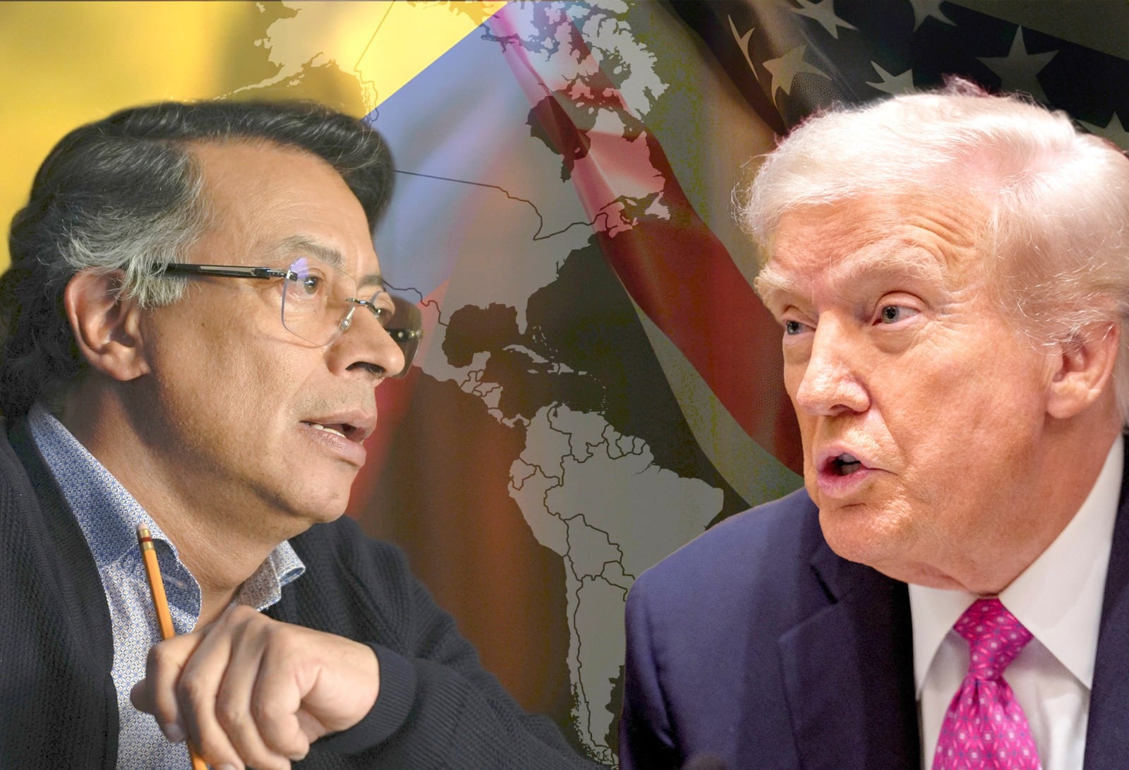 La confrontación entre los mandatarios de Estados Unidos y Colombia ha abierto una grieta visible en la geopolítica latinoamericana, donde los alineamientos ideológicos vuelven a perfilar el mapa regional. Fotos: Colprensa y AFP / Fotomontaje El País.