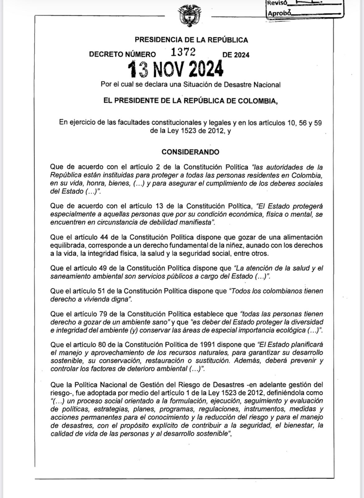 Decreto desastre natural