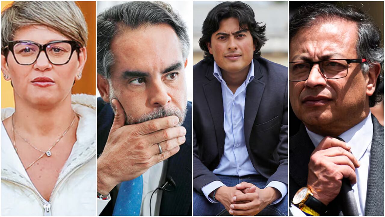 Verónica Alcocer, primera dama de la Nación; Armando Benedetti, ministro del Interior; Nicolás Petro, hijo del presidente de la República, y Gustavo Petro, mandatario de los colombianos