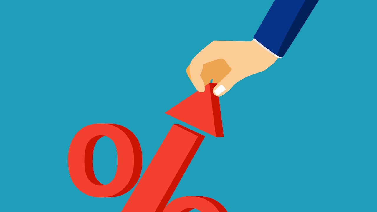 The central bank raises interest rates. interest rate control. finance and investment