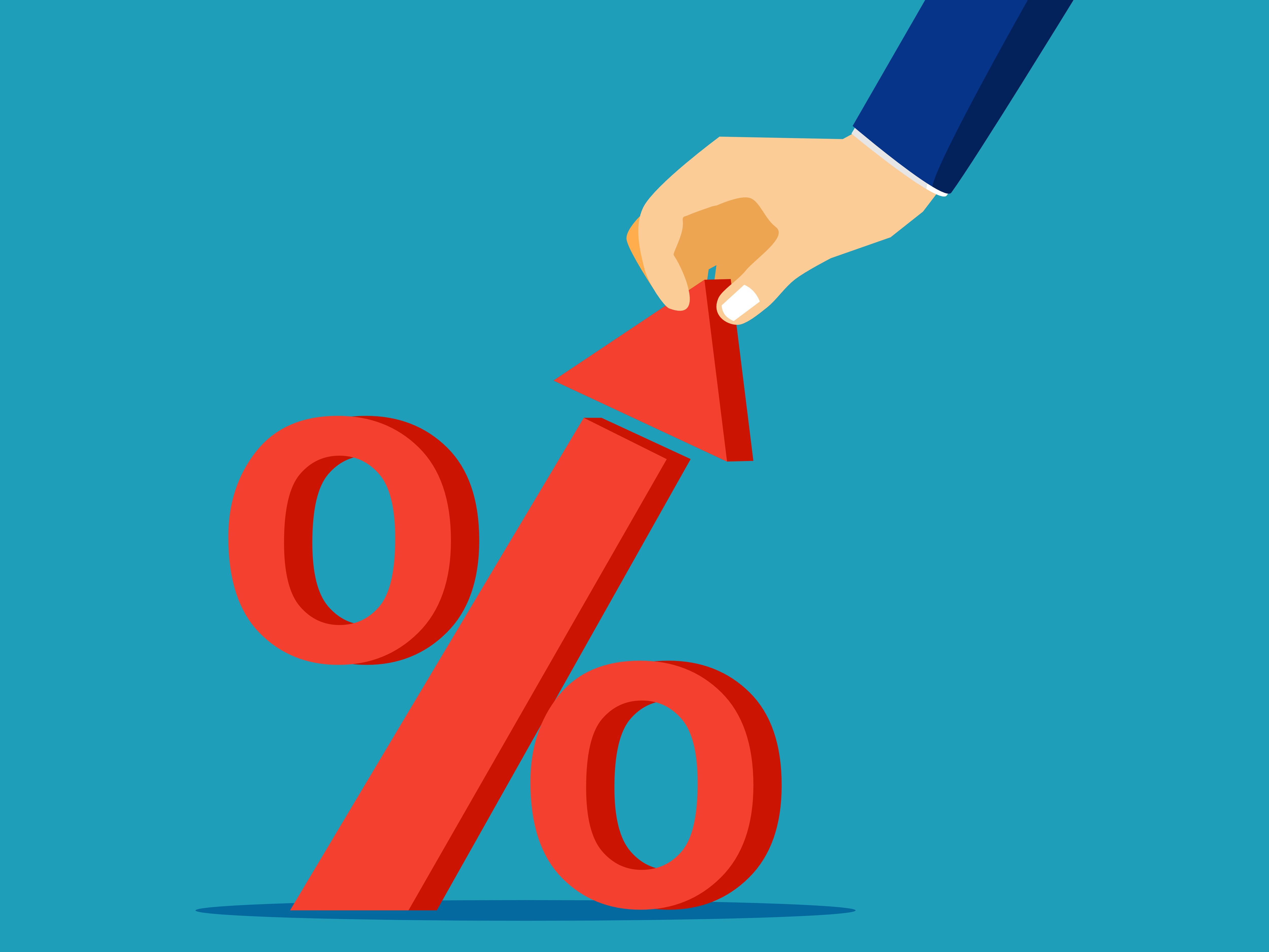 The central bank raises interest rates. interest rate control. finance and investment