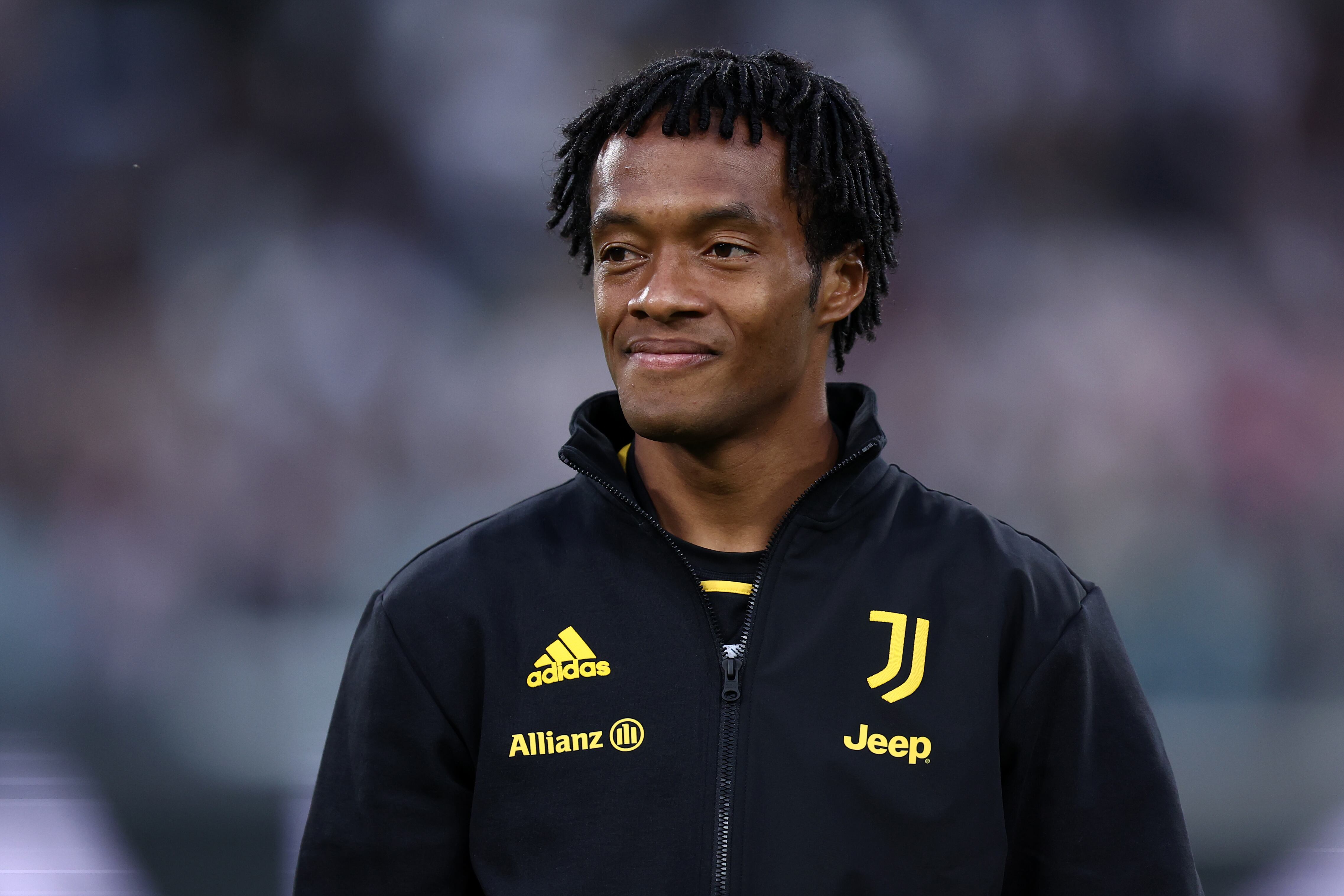 TURIN, ITALY - MAY 28: Juan Cuadrado of Juventus Fc looks on prior to the Serie A match between Juventus and AC Milan at Allianz Stadium on May 28, 2023 in Turin, Italy. (Photo by Sportinfoto/DeFodi Images via Getty Images)