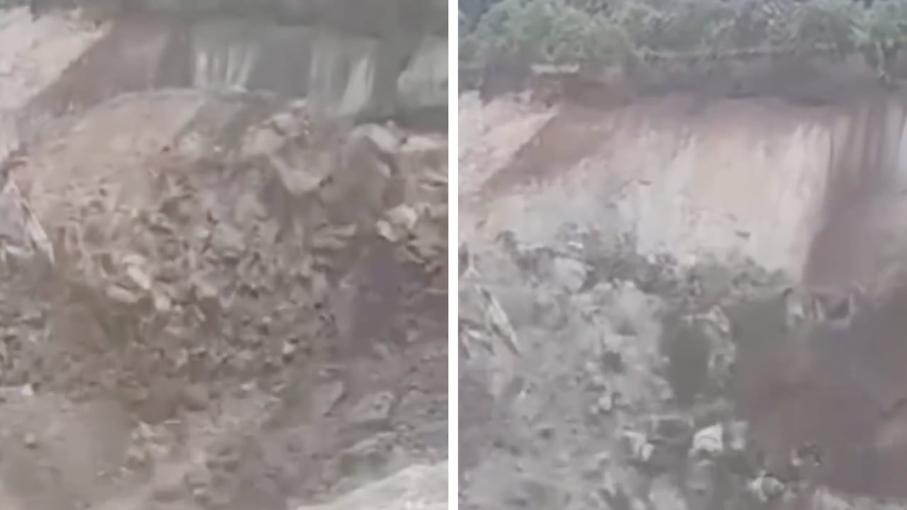 Momento exacto del deslizamiento de tierra en mina de oro de Iscuandé, Nariño, el lunes 19 de octubre.