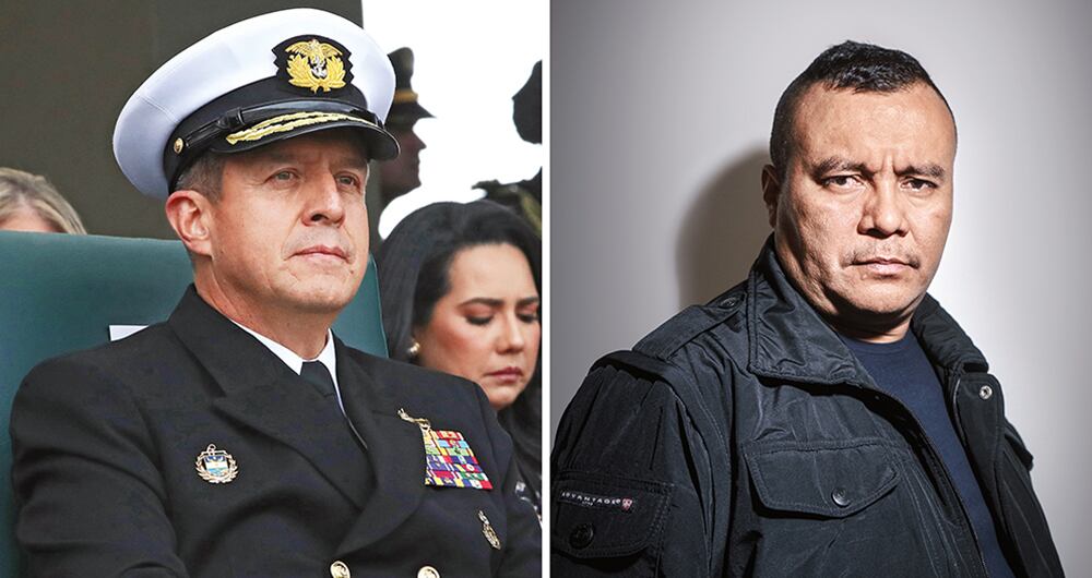    El almirante Francisco Cubides, comandante de las Fuerzas Militares (izq.), aseguró que las disidencias de las Farc de alias Calarcá (der.) se deben concentrar en zonas específicas, tras acordarse así en la nueva renovación del cese al fuego que ordenó el Gobierno nacional. 
