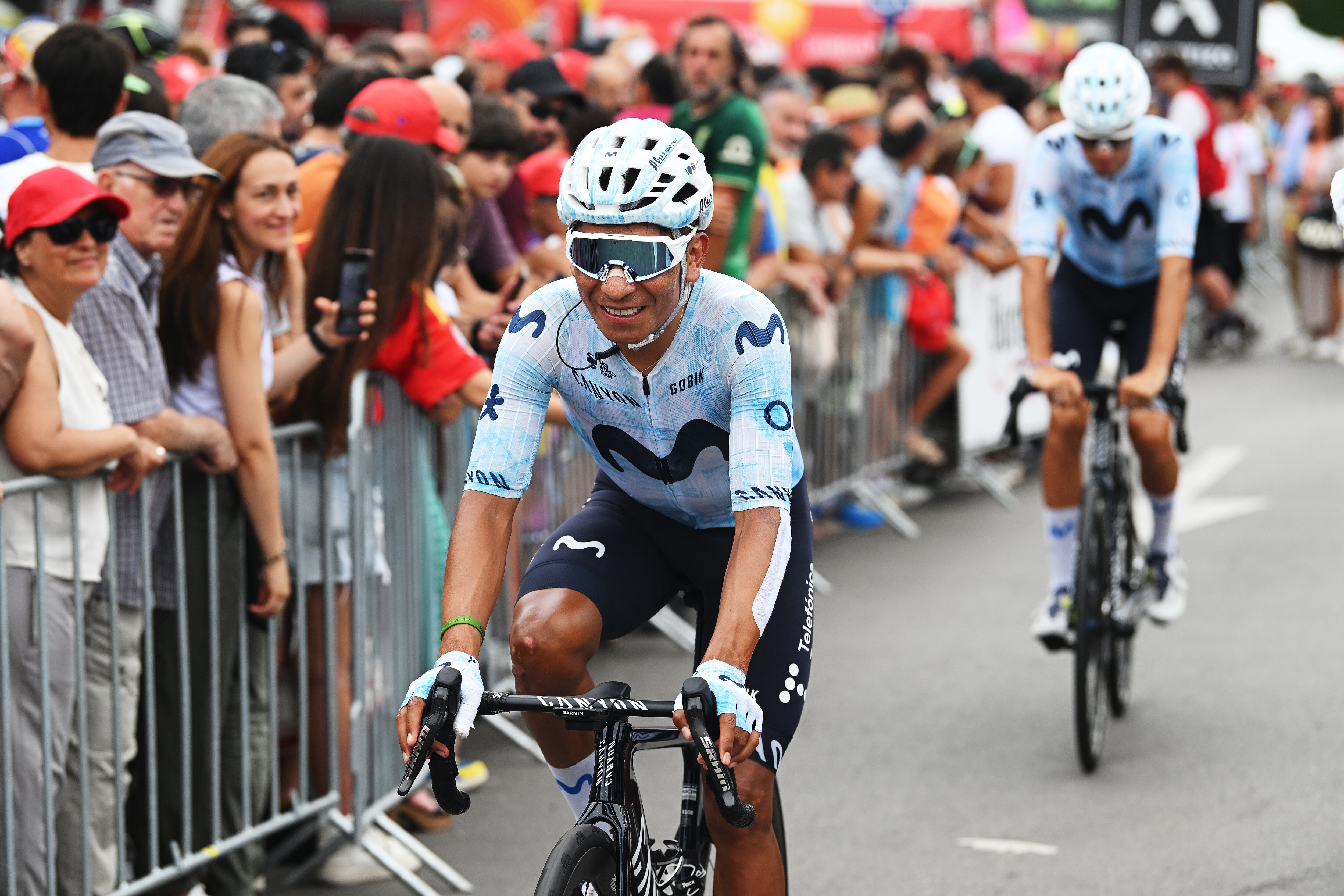 JEREZ DE LA FRONTERA, SPAIN - AUGUST 22: Nairo Quintana of Colombia and Team Movistar prior to the La Vuelta - 79th Tour of Spain 2024, Stage 6 a 185.5km stage from Jerez de la Frontera to Yunquera / #UCIWT / on August 22, 2024 in Jerez de la Frontera, Spain. (Photo by Dario Belingheri/Getty Images)