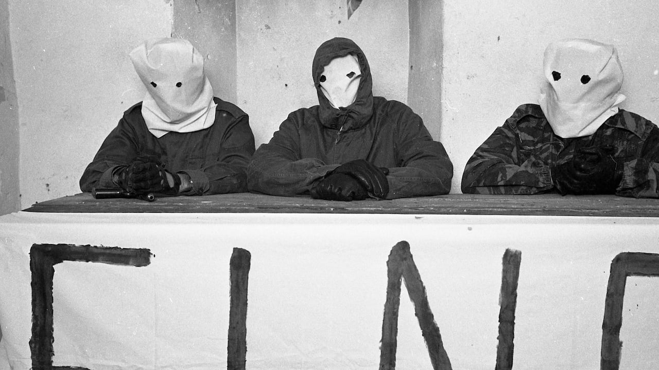 A press Conference by the FNLC, the National Liberation Front of Corsica, in October 1981 in Bastia, Corsica, France. (Photo by Philippe Le Tellier / Getty Images)