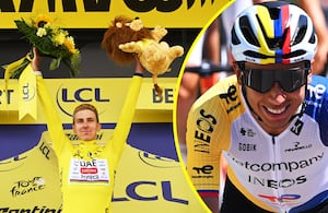 Tadej Pogacar, campeón del Tour de Francia 2026, y Egan Bernal, el mejor colombiano.