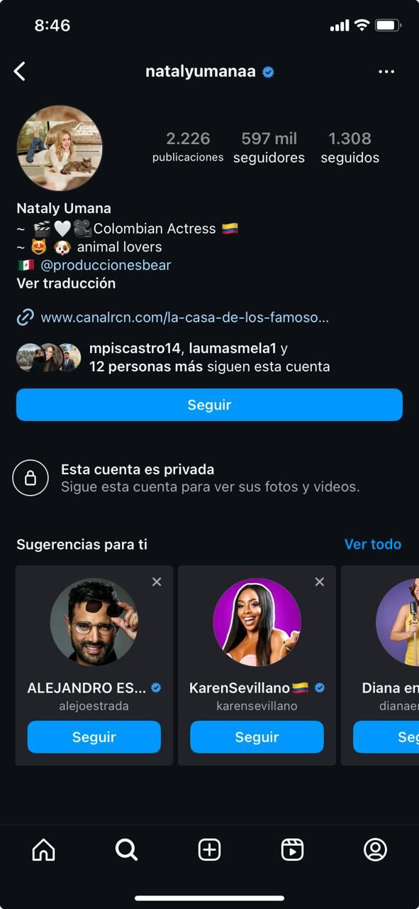 Nataly Umaña puso en privado su cuenta de Instagram