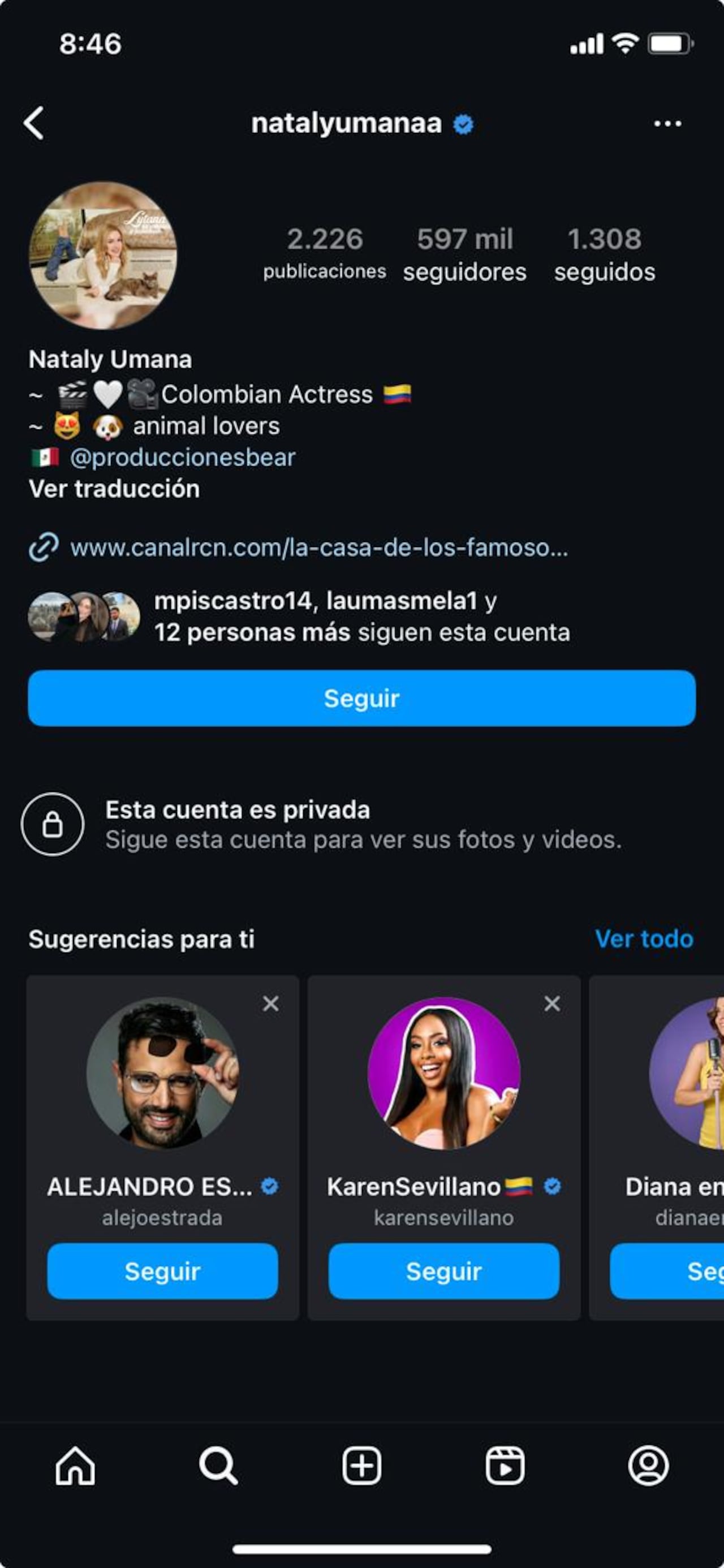 Nataly Umaña puso en privado su cuenta de Instagram