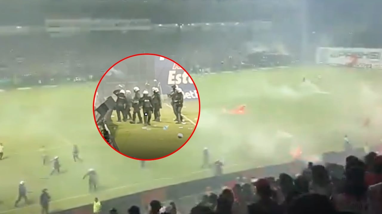 Momento del vandalismo en el estadio de Valledupar.