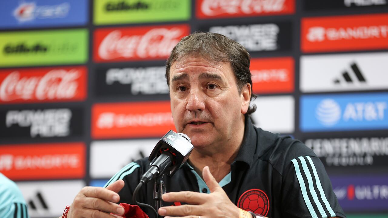 Néstor Lorenzo, entrenador de la Selección Colombia, en rueda de prensa.