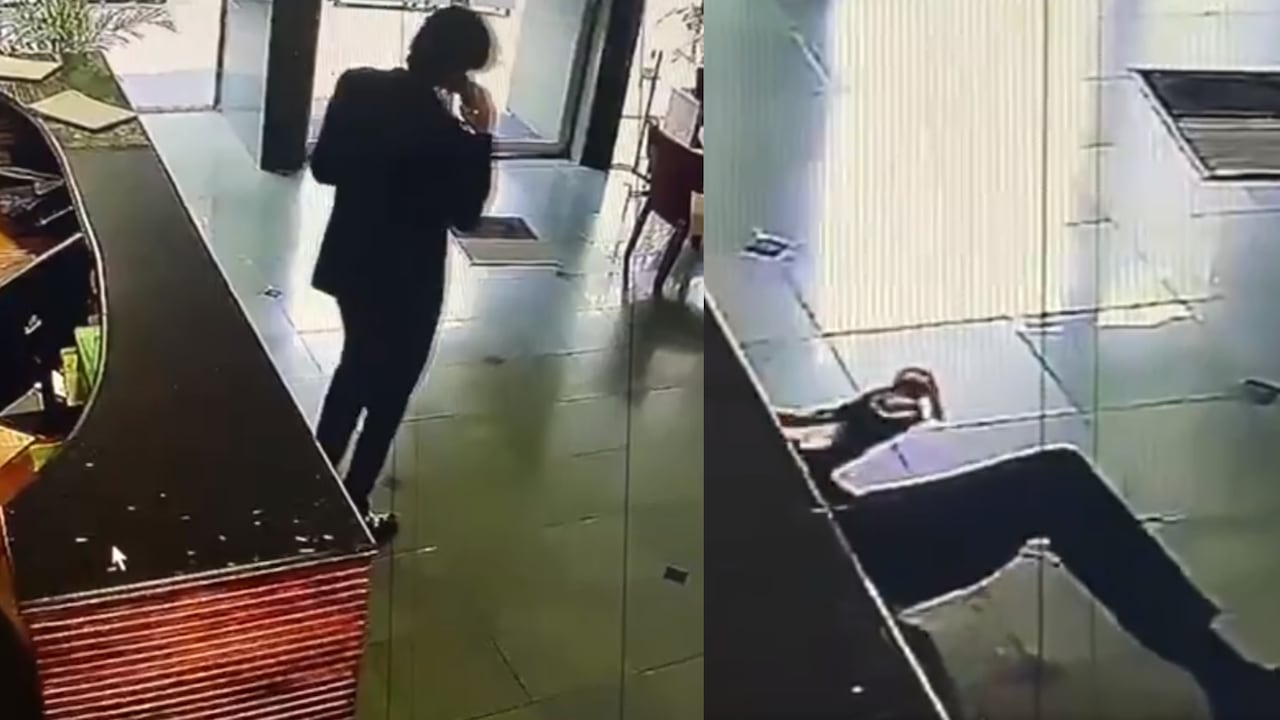 Hernán Roberto se mantuvo en pie varios segundos y manipuló su celular después de recibir los disparos