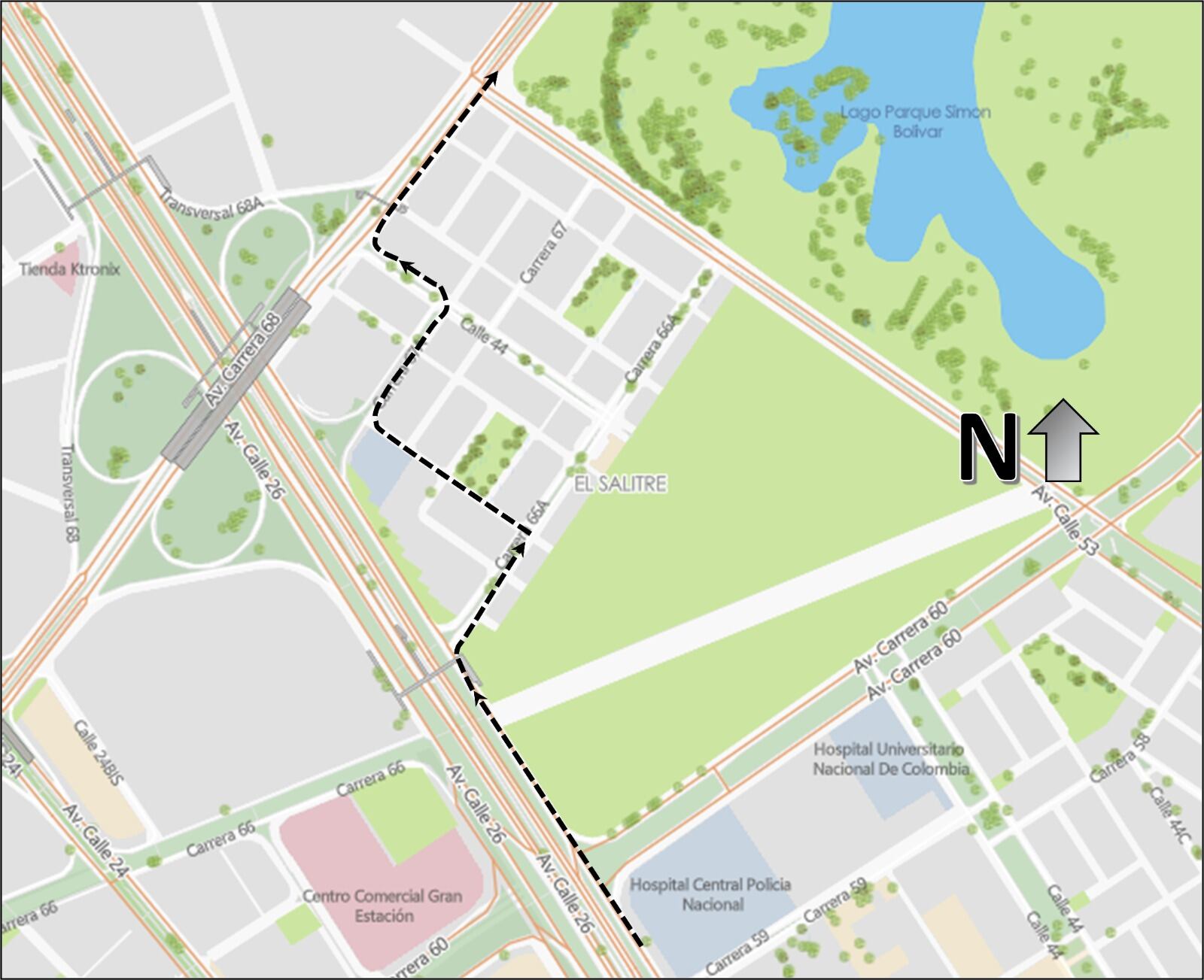 Conductores que transiten en sentido oriente – occidente por la av. calle 26 y desean tomar la av. carrera 60 al norte, deberán transitar al occidente por la av. calle 26 y av. carrera 68 al norte