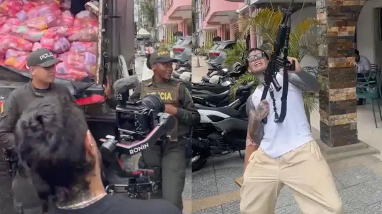 Graban a Yeferson Cossio sosteniendo un arma de la Policía en Chocó.