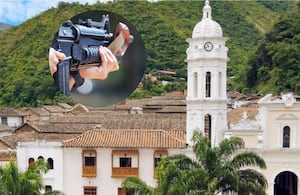 Municipio de El Carmen, en Norte de Santander, y una imagen referencia de un disparo de fusil.