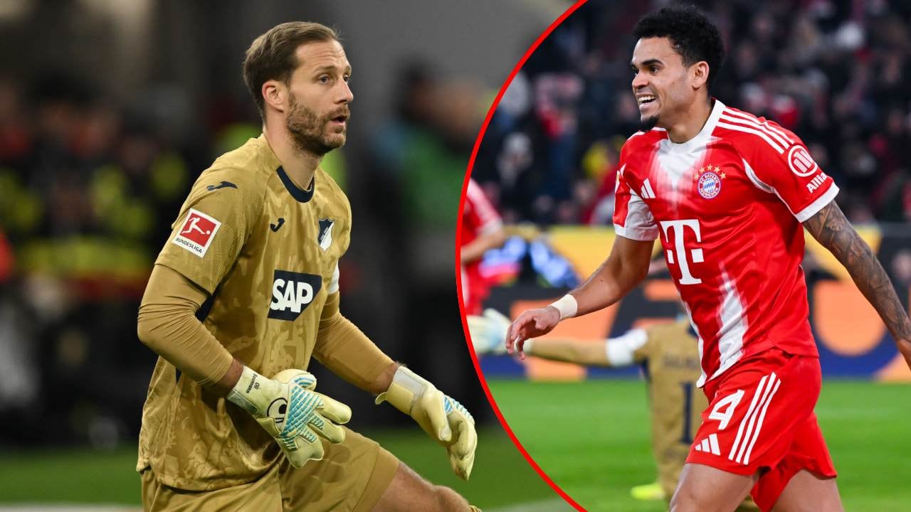 Oliver Baumann y Luis Díaz.