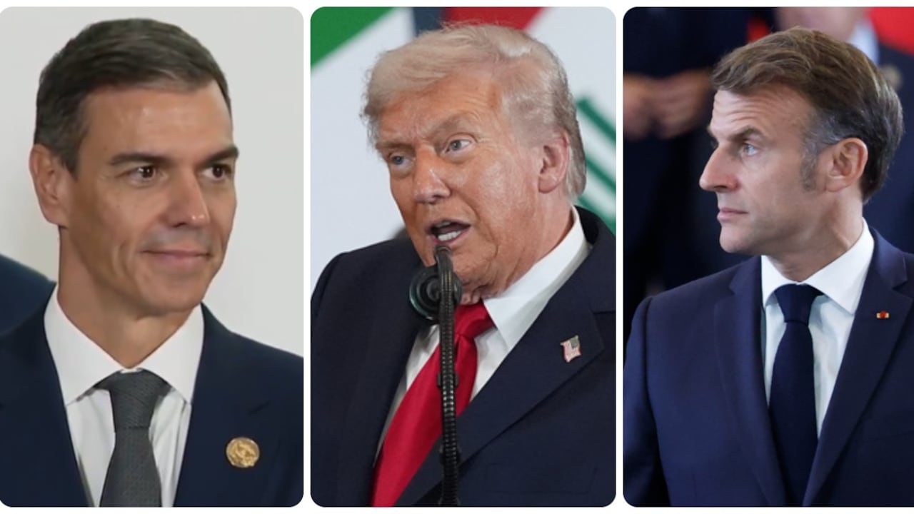 Pedro Sánchez, Donald Trump y Emmanuel Macron