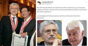 Gustavo Petro siendo condecorado por el exprimer ministro italiano Massimo D’Alema.