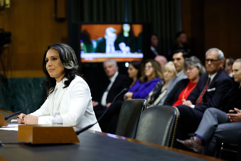 WASHINGTON, DC - JANUARY 30: Tulsi Gabbard, U.S. President Donald Trump’s nominee to be Director of National Intelligence, testifies during her confirmation hearing before the Senate Intelligence Committee in the Dirksen Senate Office Building on January 30, 2025 in Washington, DC. Gabbard, a former Congresswoman from Hawaii who previously ran for president as a Democrat before joining the Republican Party and supporting President Trump, is facing criticism from Senators over her lack of intelligence experience and her opinions on domestic surveillance powers. (Photo by Kevin Dietsch/Getty Images)