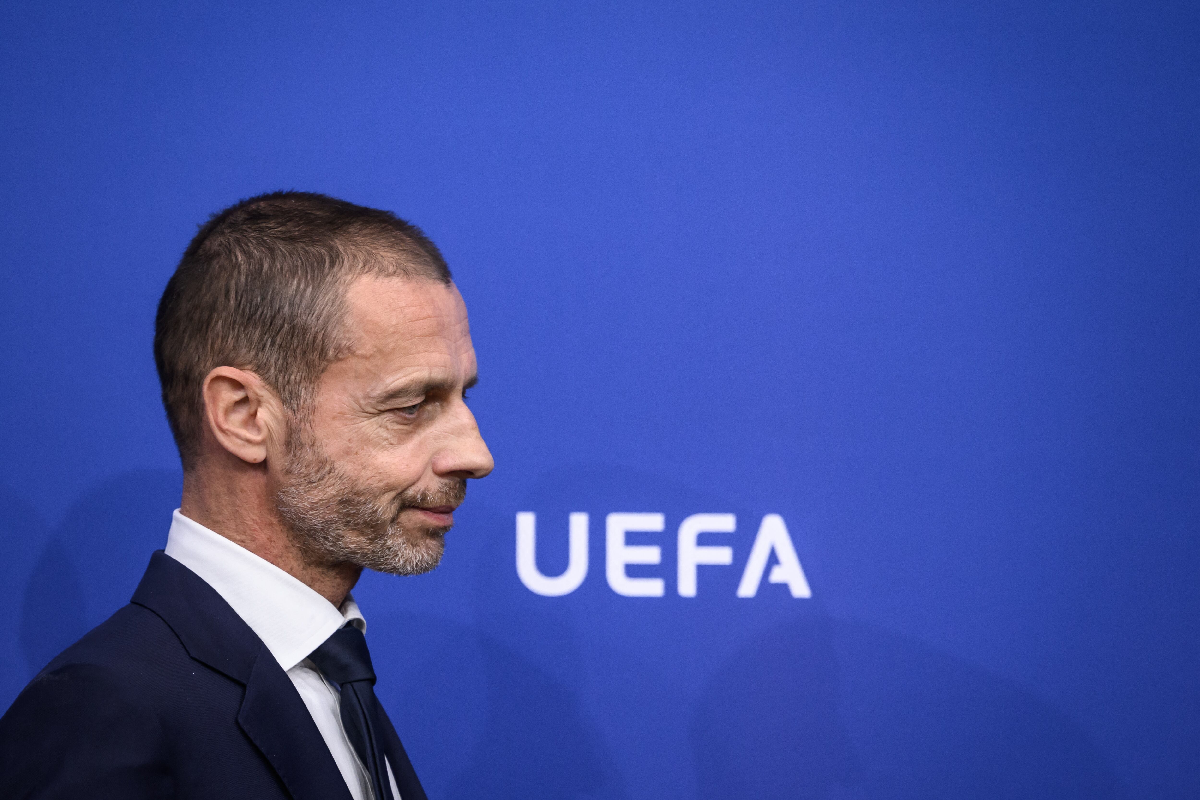 UEFA President Aleksander Ceferin arrives to address a press conference following an UEFA executive meeting on April 7, 2022 in Nyon, as UEFA is expected to adopt an overhaul of the Financial Fair Play (FFP) system introduced in 2010 to stop clubs piling up debts in their pursuit of trophies. (Photo by Fabrice COFFRINI / AFP)