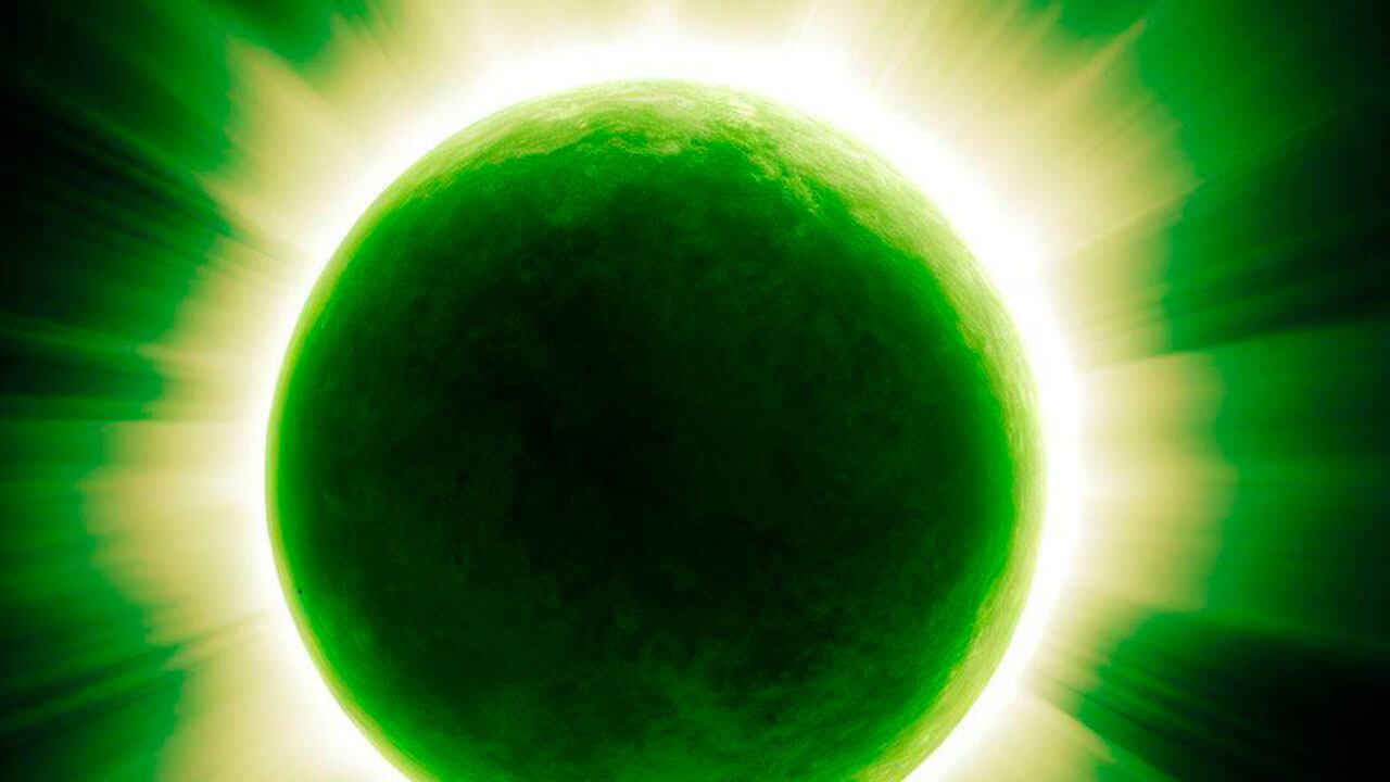 Ilustración de un Sol de color verde.