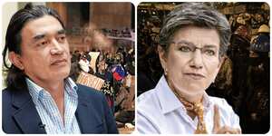 El senador Gustavo Bolívar y la alcaldesa Claudia López.