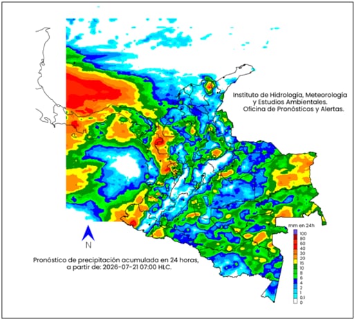 Mapa del clima para el martes 21 de julio.