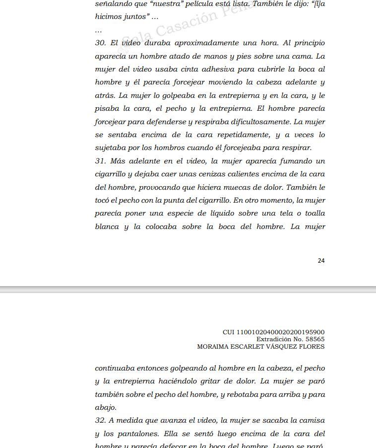 SOLICITUD DE EXTRADICIÓN CONTRA MORAIMA ESCARLET VÁSQUEZ