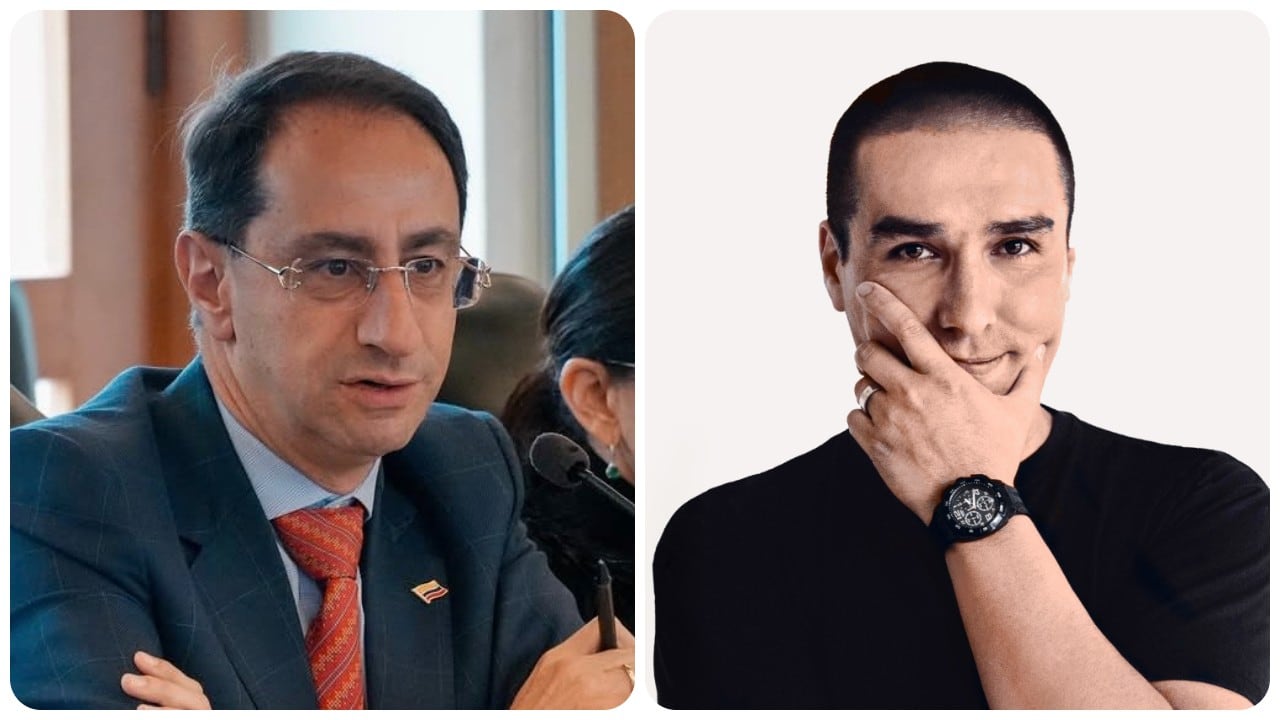 El vicepresidente José Manuel Restrepo y el caricaturista Julio Cesar González, conocido como Matador.