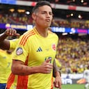Gesto de James Rodríguez.